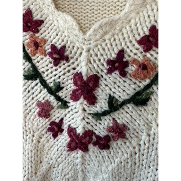 Vintage Kimberly Hope White & Pink Floral Knit Grandma Sweater Women's Large - Picture 6 of 11